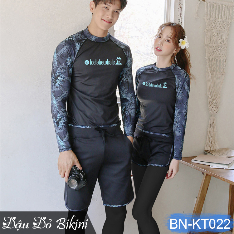 Bộ bơi chống nắng toàn thân đẹp cho bé trai và gái, đồ bơi đôi dài tay quần dài trẻ em, có size người lớn để mặc gia đình | BT22