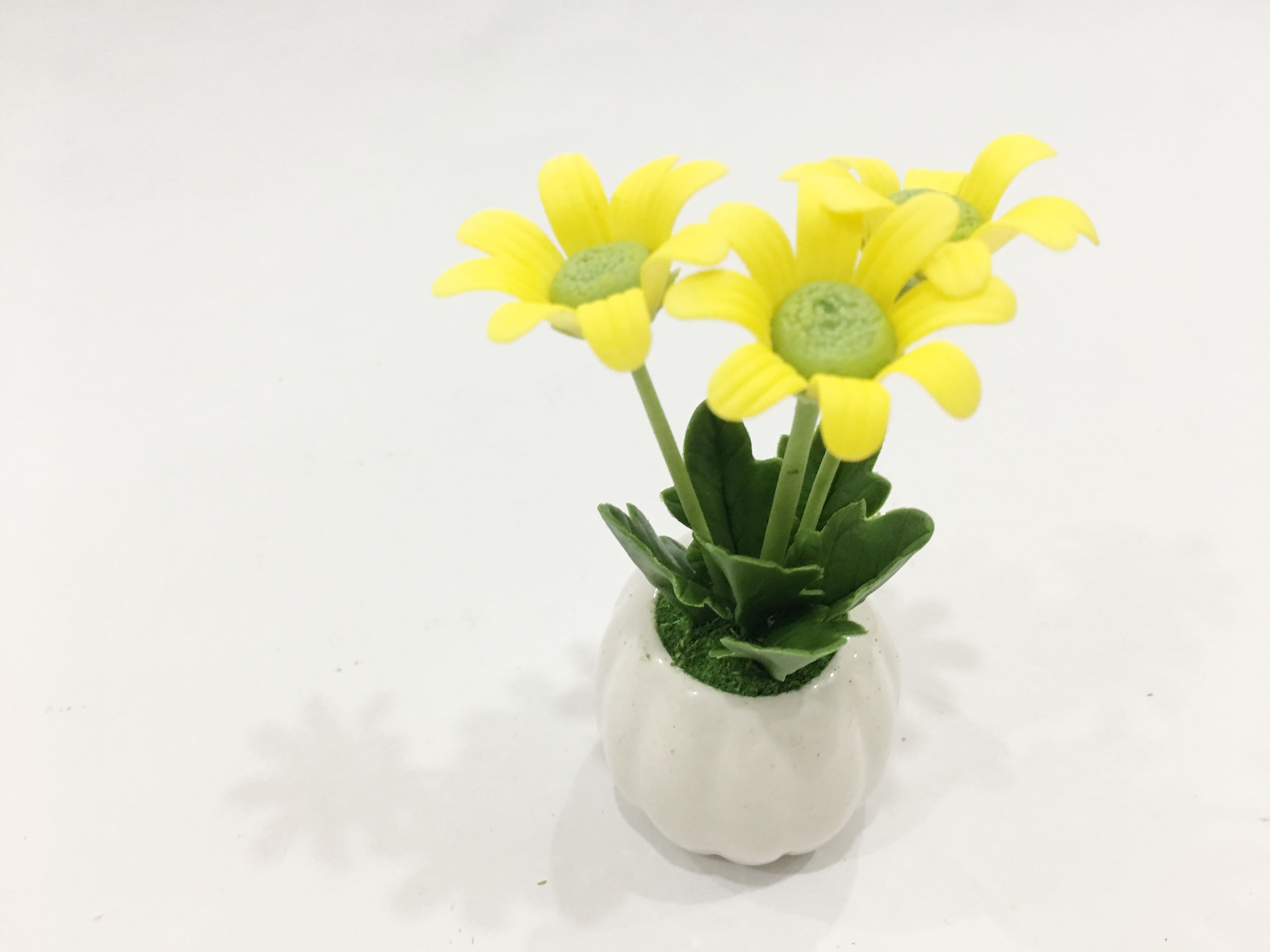 Chậu hoa đất sét mini - Cây hoa cúc họa mi (phát màu ngẫu nhiên) - Quà tặng trang trí handmade
