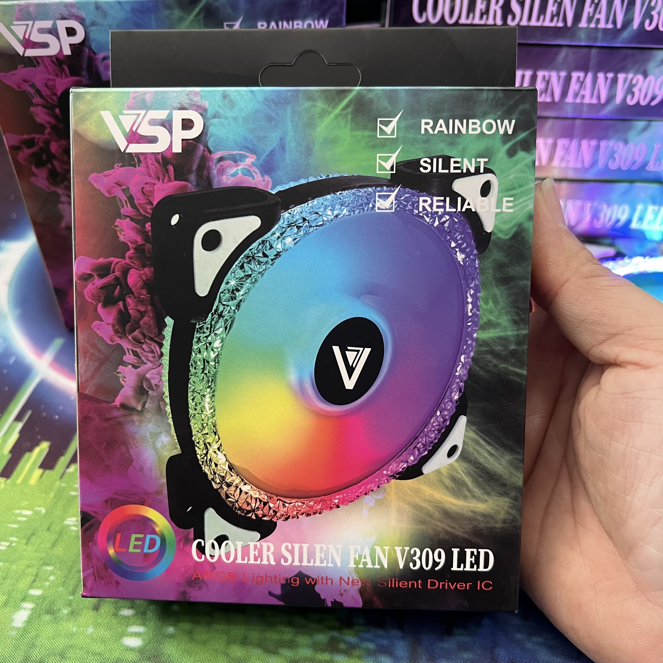 Quạt Led Case VSP V309 LED RGB Diamond 12CM - Hàng Chính Hãng