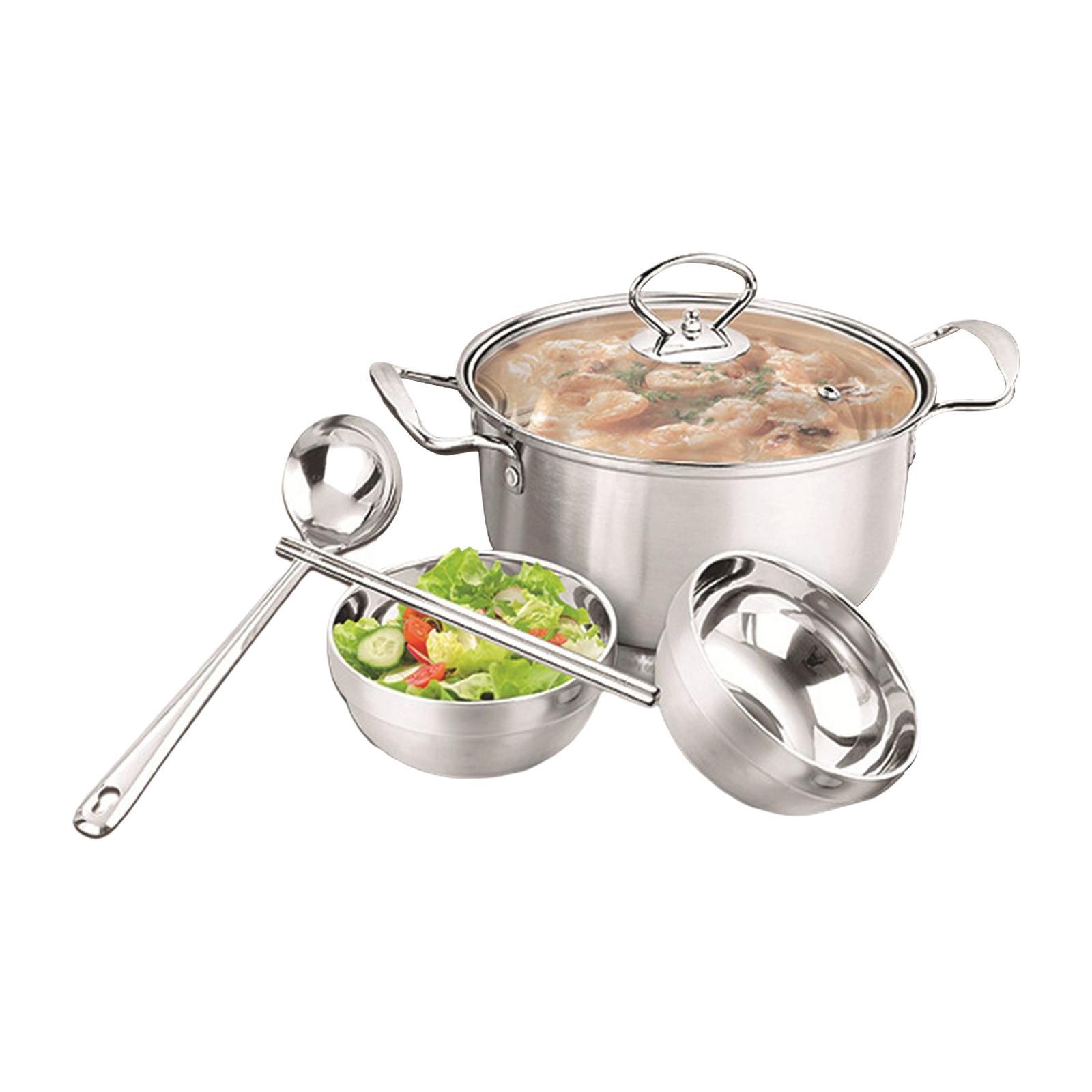 Soup Stockpot Bowls, Spoon, and Chopsticks Cooking Pot for Home Travel