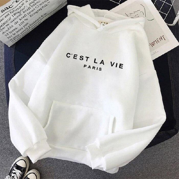 Áo hoodie nỉ dày tay in chữ Paris