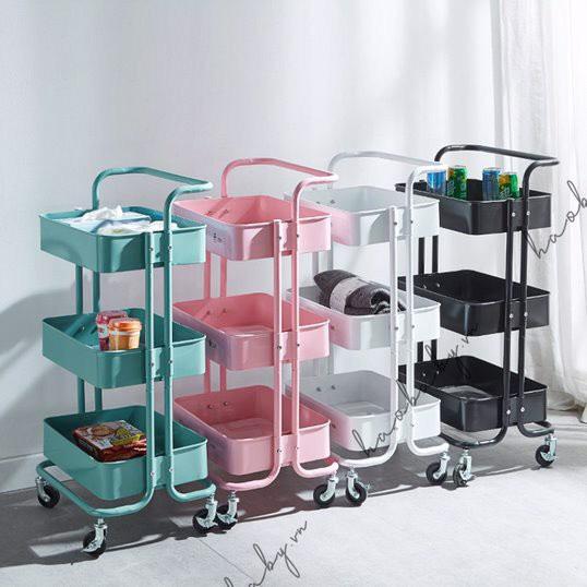 KỆ SẮT 3 TẦNG CÓ BÁNH XE TIỆN LỢI