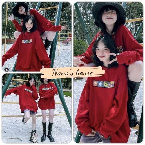 Áo Sweater Đỏ Icon Nữ  Nana's House - FREESHIP  Áo nỉ dài tay form rộng dáng suông, thiết kế cá tính