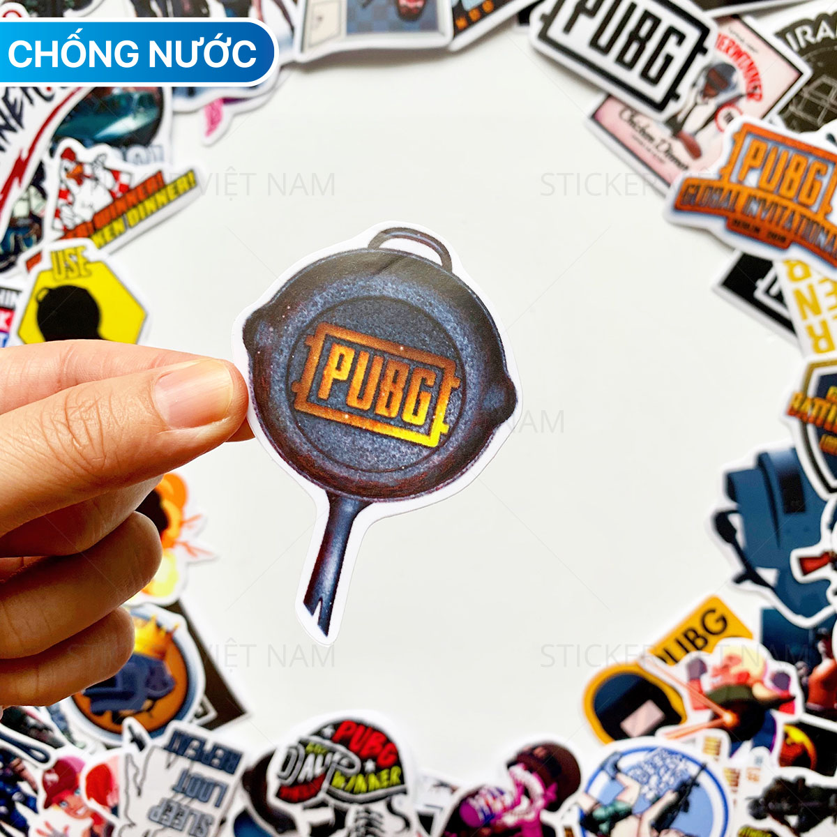 Sticker PubG - Player Unknown's Battlegrounds Mobile - Chất Liệu PVC Chất Lượng Cao Chống Nước - Kích Thước 4-8cm