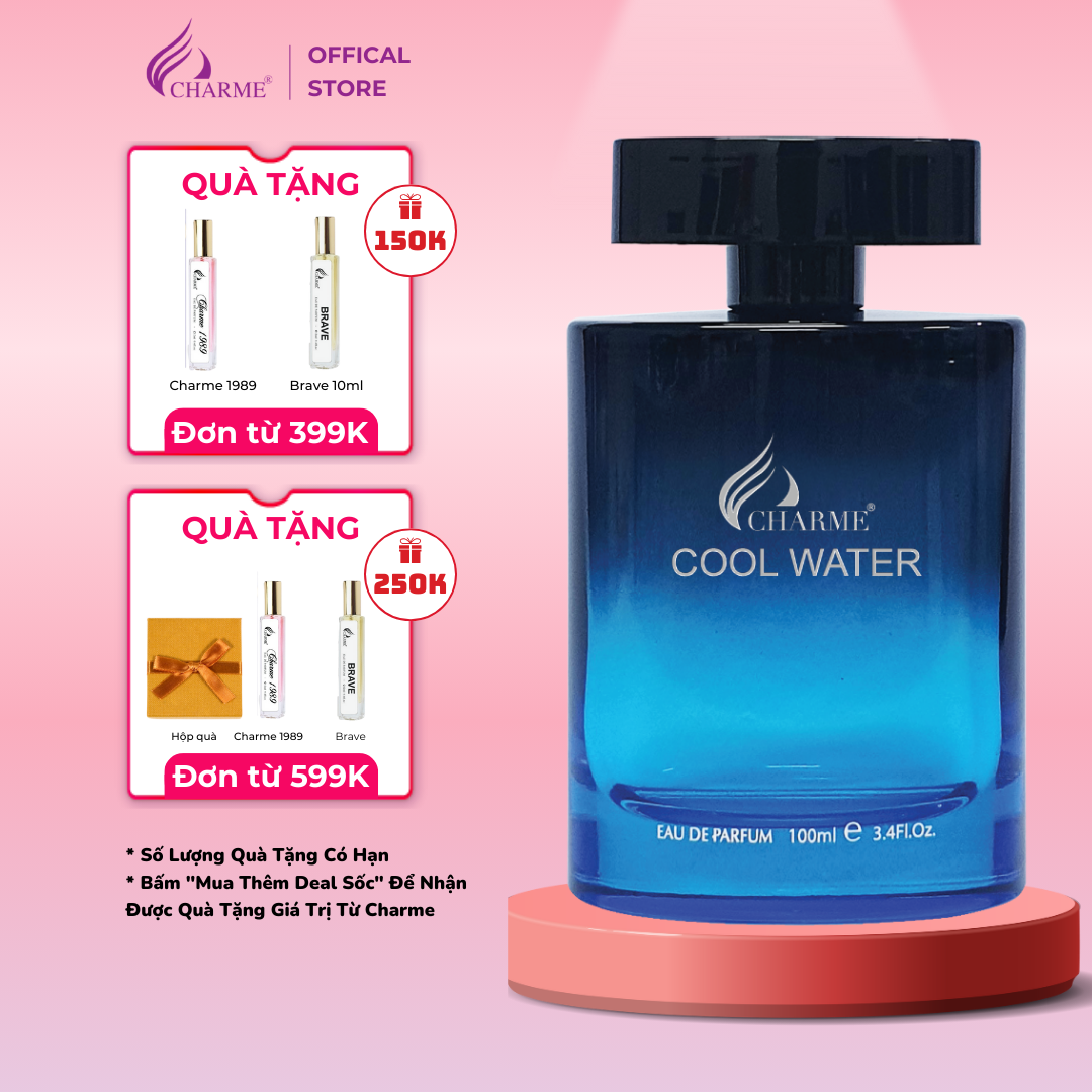 Nước Hoa Nam Thơm Lâu CHARME COOL WATER Hương Thơm Mạnh Mẽ Thanh Lịch Cho Các Quý Ông 100ml