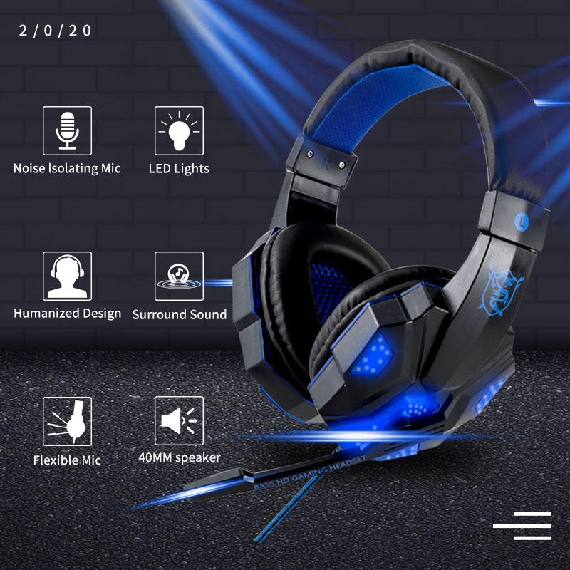 Chuyên Nghiệp Led Game Thủ Tai Nghe Cho Máy Tính PS4 PS5 Fifa 21 Tai Nghe Chơi Game Bass Stereo PC Tai Nghe Có Dây Kèm Mic quà Tặng