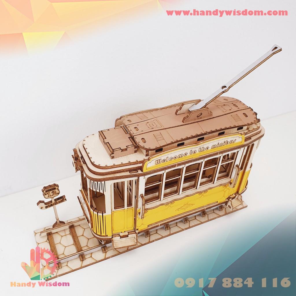 Mô hình lắp ghép gỗ Rolife - Xe buýt điện - Robotime Tramcar TG505