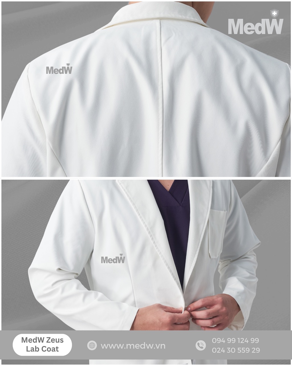 MedW Zeus Lab Coat (Nam) Áo Blouses Bác sĩ Thẩm Mỹ, Bác Sĩ Nha Khoa, Da Liễu Chuyên Gia Dinh Dưỡng, Trang Phục Y Tế Phòng Khám, Bệnh Viện Thiết Kế Pháp Trang Trọng Thẩm Mỹ Vật Liệu Chuyên Biệt Y Tế Nhật Nhập Khẩu Không Bám Dính, Chống Thấm