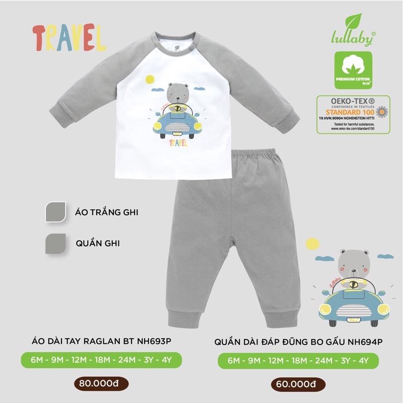 Bộ dài tay raglan Lullaby 2021 bé trai bé gái