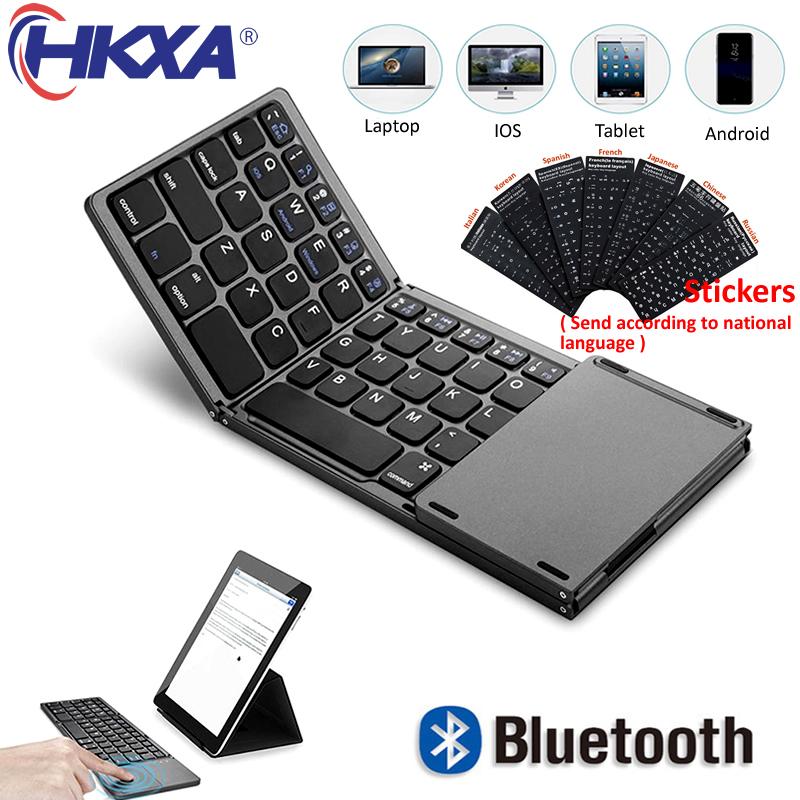HKXA Mini Gấp Gọn Bàn Phím Bluetooth Bàn Di Chuột Bluetooth 3.0 Có Thể Gập Lại Bàn Phím Số Không Dây Cho Windows Android IOS13 Máy Tính Bảng Ipad Điện Thoại