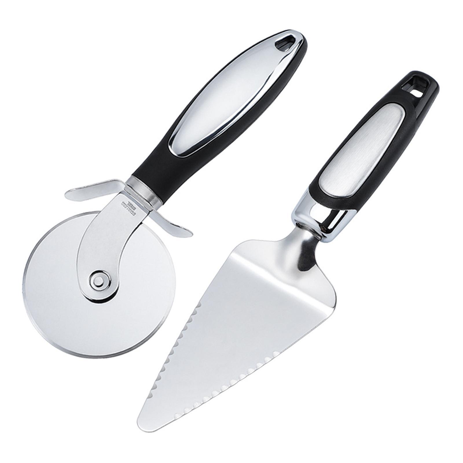 2Pcs Pizza Slicer and Spatula for Large and Small Pizza Serrated Pizza Wheel