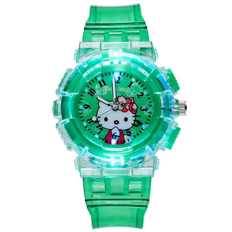 [Kèm Video] Đồng Hồ Trẻ Em KITTYLED22A DH31Hình Hello Kitty Đèn Led 7 Màu Cho Bé Gái