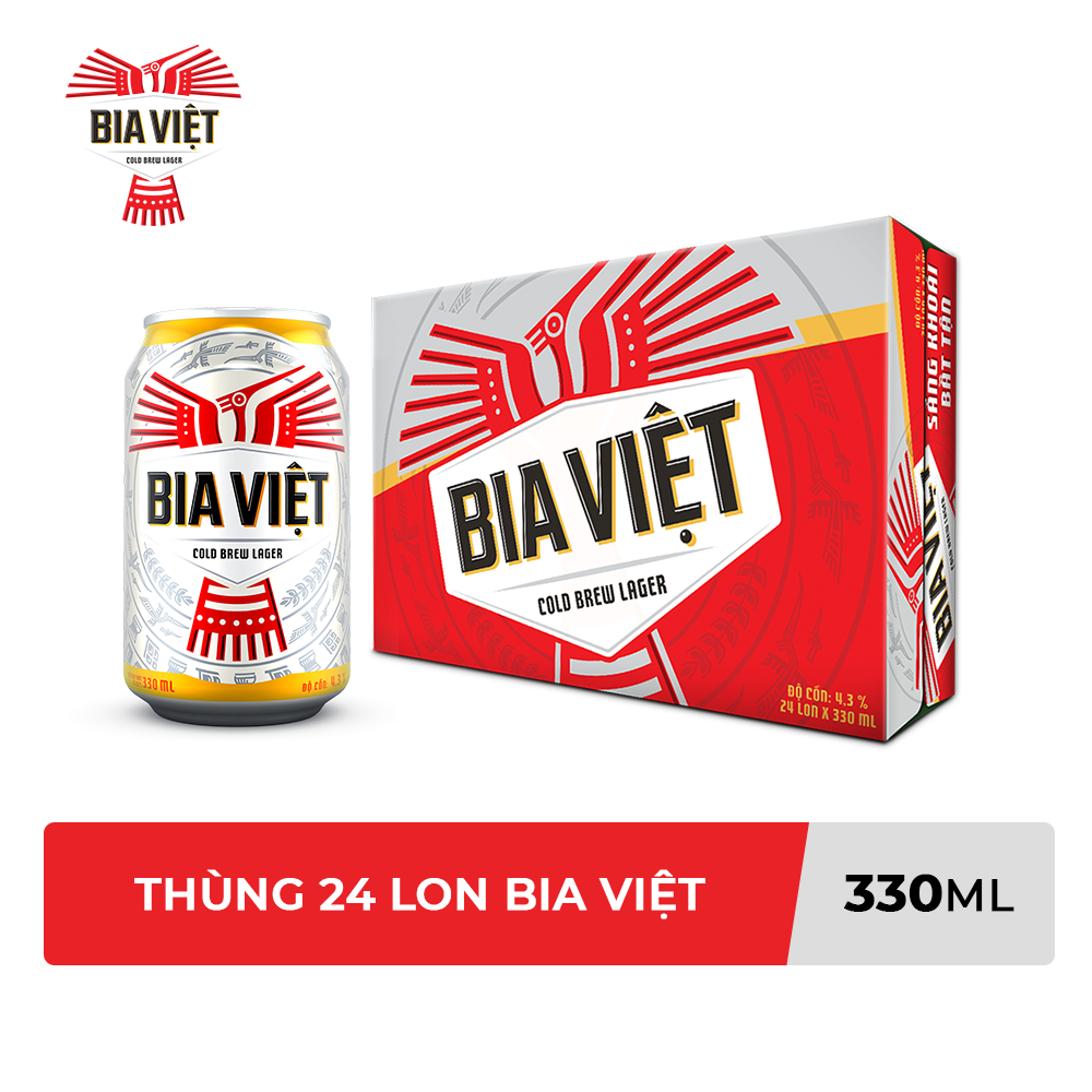 Thùng 24 Lon Bia Việt (330ml/lon)