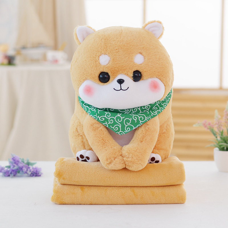 Combo Mền Gối Văn Phòng 3in1 Shiba Inu Vàng Siêu Đáng Yêu