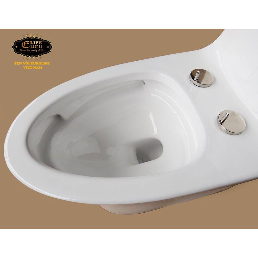 Bồn cầu 1 khối men sứ Nano tuyết, nắp đóng êm Eurolife EL-BC262