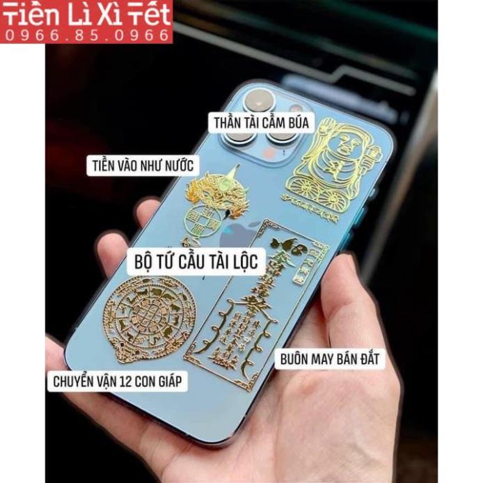 Bộ 4 Miếng Dán Điện Thoại Tài Lộc Phong Thủy May Mắn Màu Sắc Lung Linh Phù Hợp Cho Tất Cả Các Dòng Máy