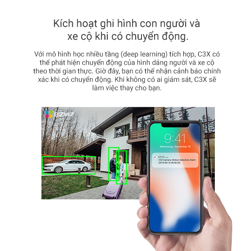 Camera Wifi Ezviz C3X 2MP 1080P Ngoài Trời Bản Mắt Kép, Có Màu Ban Đêm, AI Thông Minh - Hàng Chính Hãng