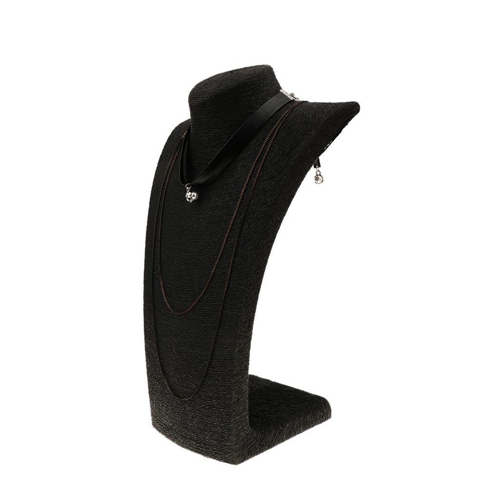 Simple Multilayer Chain Pearl Pendant PU Leather Choker Short Necklace Black