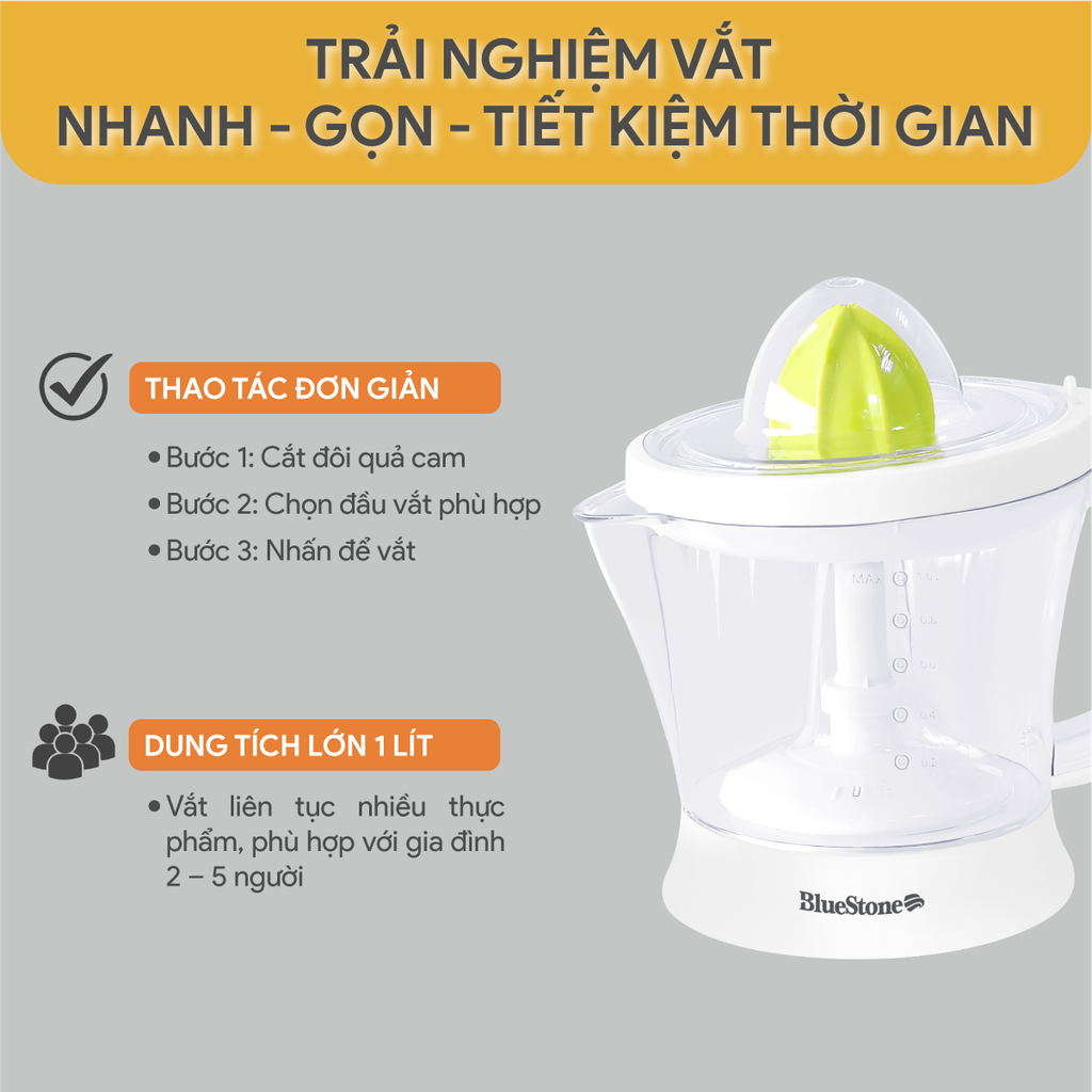 Máy Vắt Cam BlueStone CJB-1129 1 Lít 40W - Hàng chính hãng