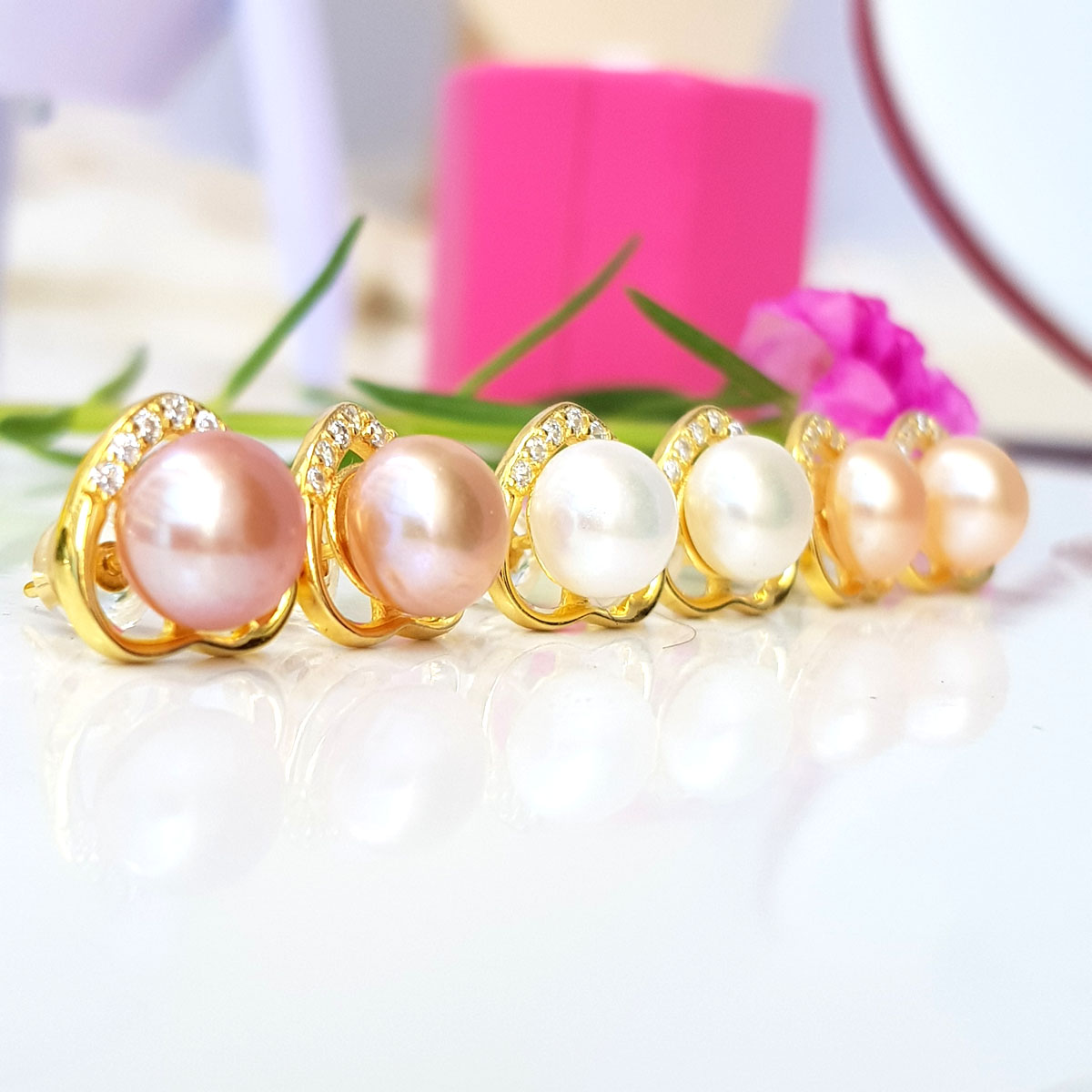 Bông Khuyên Tai Ngọc Trai - Kiểu Nụ - Mở Cửa Trái Tim - Sang Trọng - Trang Sức Cô Tấm - DANKO PEAL - COTAM0406 -Bạc S925 Nạm Zircon