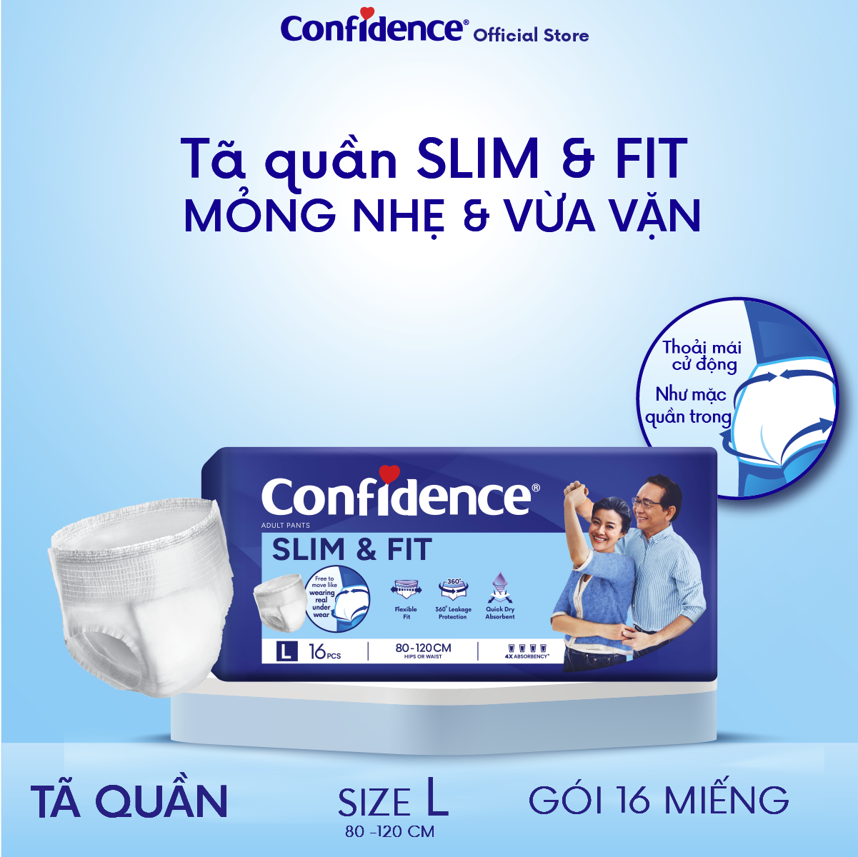 Combo 3 Tã quần người lớn CONFIDENCE SLIM&FIT size M/L gói 20 miếng