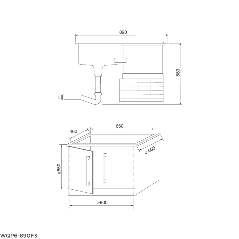 Máy rửa chén tích hợp Malloca WQP6-890F3 - Hàng Chính Hãng