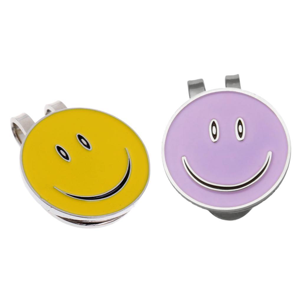 2 Pieces Smile Face Golf Ball Marker With Magnetic Hat Clip Golf Accessories