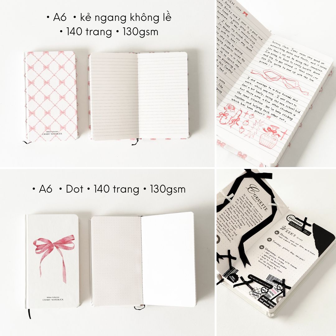 Sổ tay A5 A6 Vuông mini sổ ghi chép bỏ túi Crabit Ribbon Collection