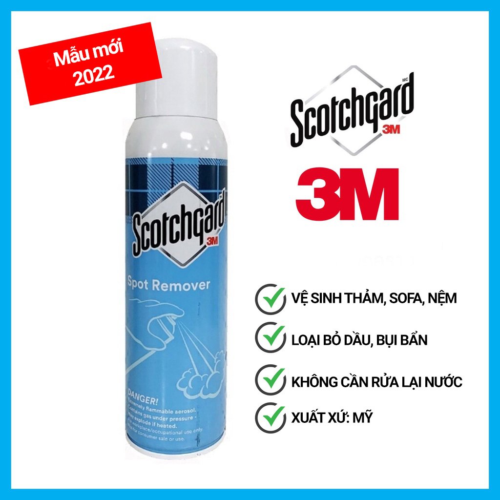 Chai Xịt Tạo Bọt Làm Sạch Ghế Sofa, Nệm, Thảm 3M Scotchgard Spot Remover, Mẫu mới 2022