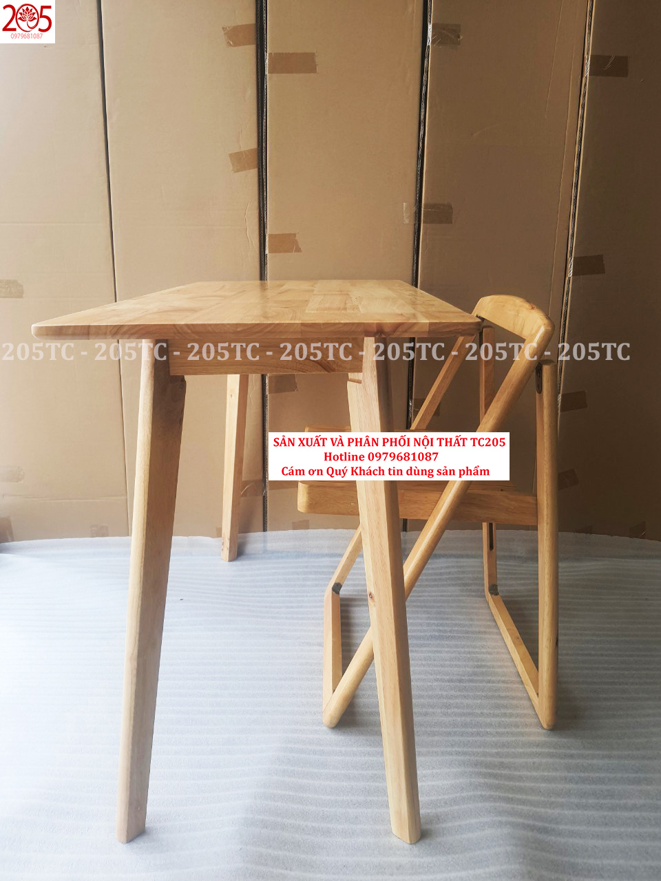 Bàn Làm Việc 50x100 chân dẹp GỖ CAO SU 100% - Nội Thất 205TC - Ovenware 50x100 working table rubber wood 100% working platform-furniture 205TC