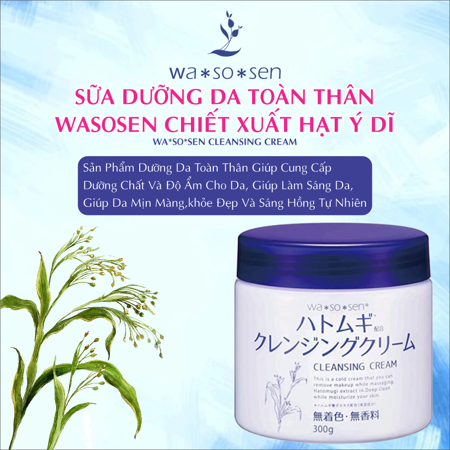 Kem Tẩy Trang Sạch Sâu Chiết Xuất Hạt Ý Dĩ Wasosen Cleansing Cream 300g