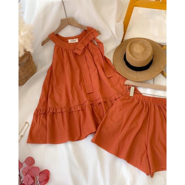 047 - SET ÁO CỔ YẾM NƠ QUẦN SHORT