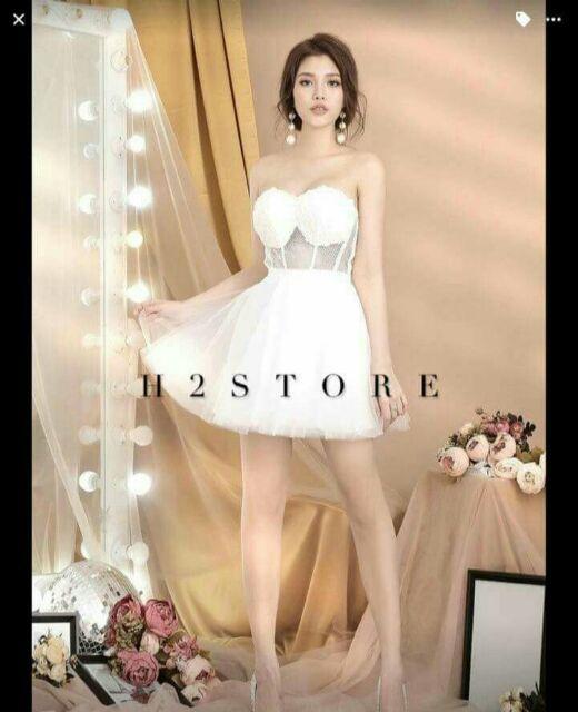 Đầm cúp hoa hồng tùng lưới