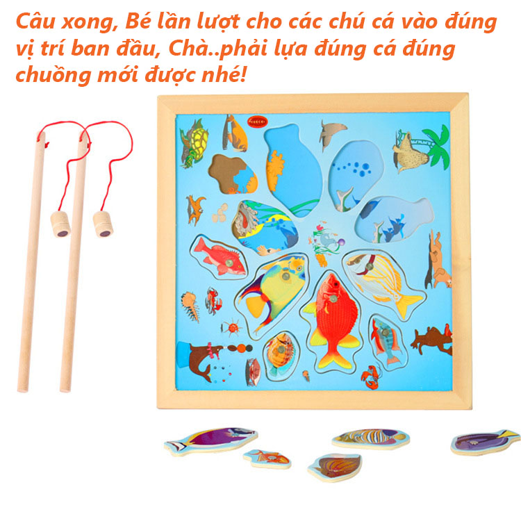 Đồ chơi câu cá 2 cần bằng gỗ