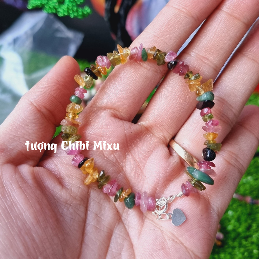 Vòng tay Tourmaline vụn dây bạc siêu xinh