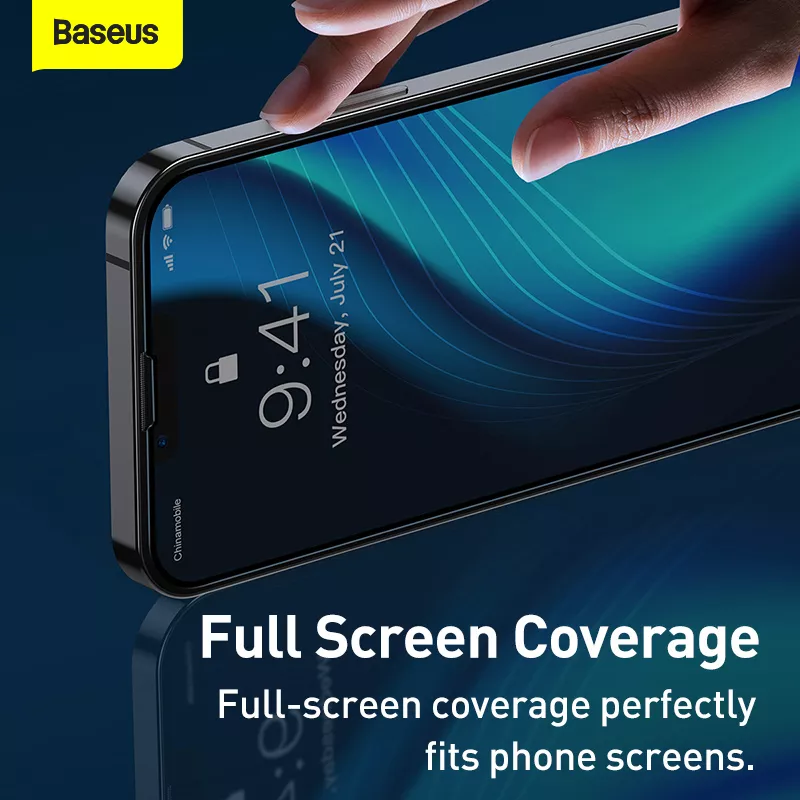Bộ 2 miếng dán kính cường lực cho iPhone 13 Pro Max full màn hình 3D hiệu Baseus Anti-explosion and Breakage-proof mỏng 0.3mm, vát cạnh 2.5D, độ cứng 9H, viền cứng mỏng - hàng nhập khẩu