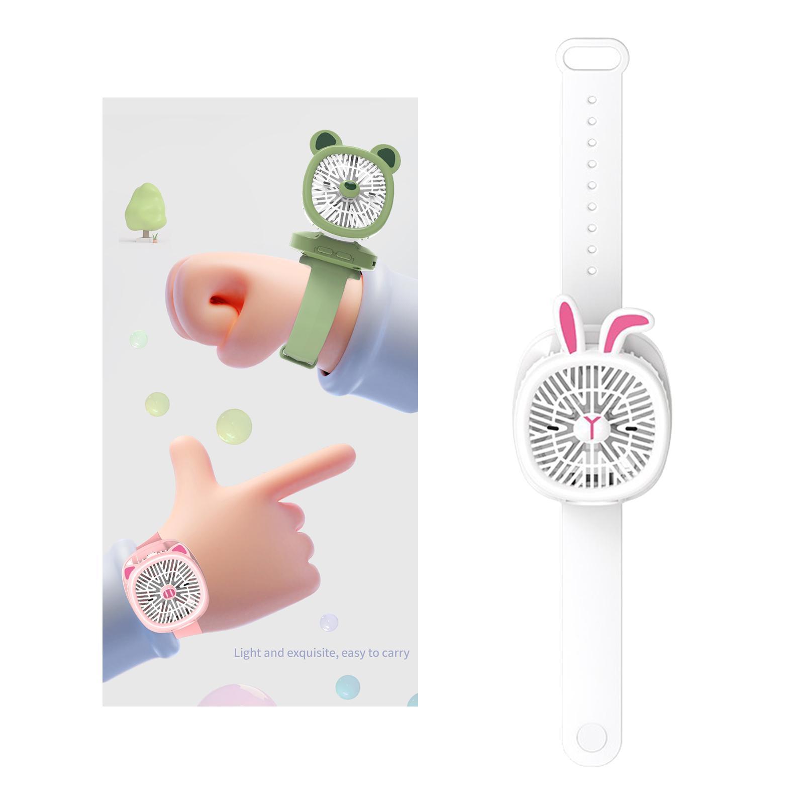 Mini Watch Fan Handheld Compact for Children Adults Travel White