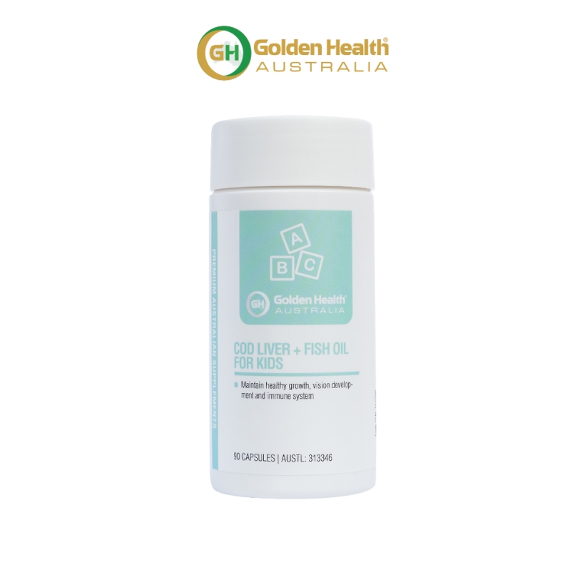 Viên uống dầu cá bổ sung DHA cho trẻ từ 7 tháng tuổi Golden Health Cod Liver Fish Oil For Kids