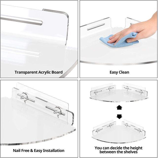Dày 3mm, Kệ Mica treo tường phòng ngủ, nhà tắm, Giá treo tường - Trắng sữa