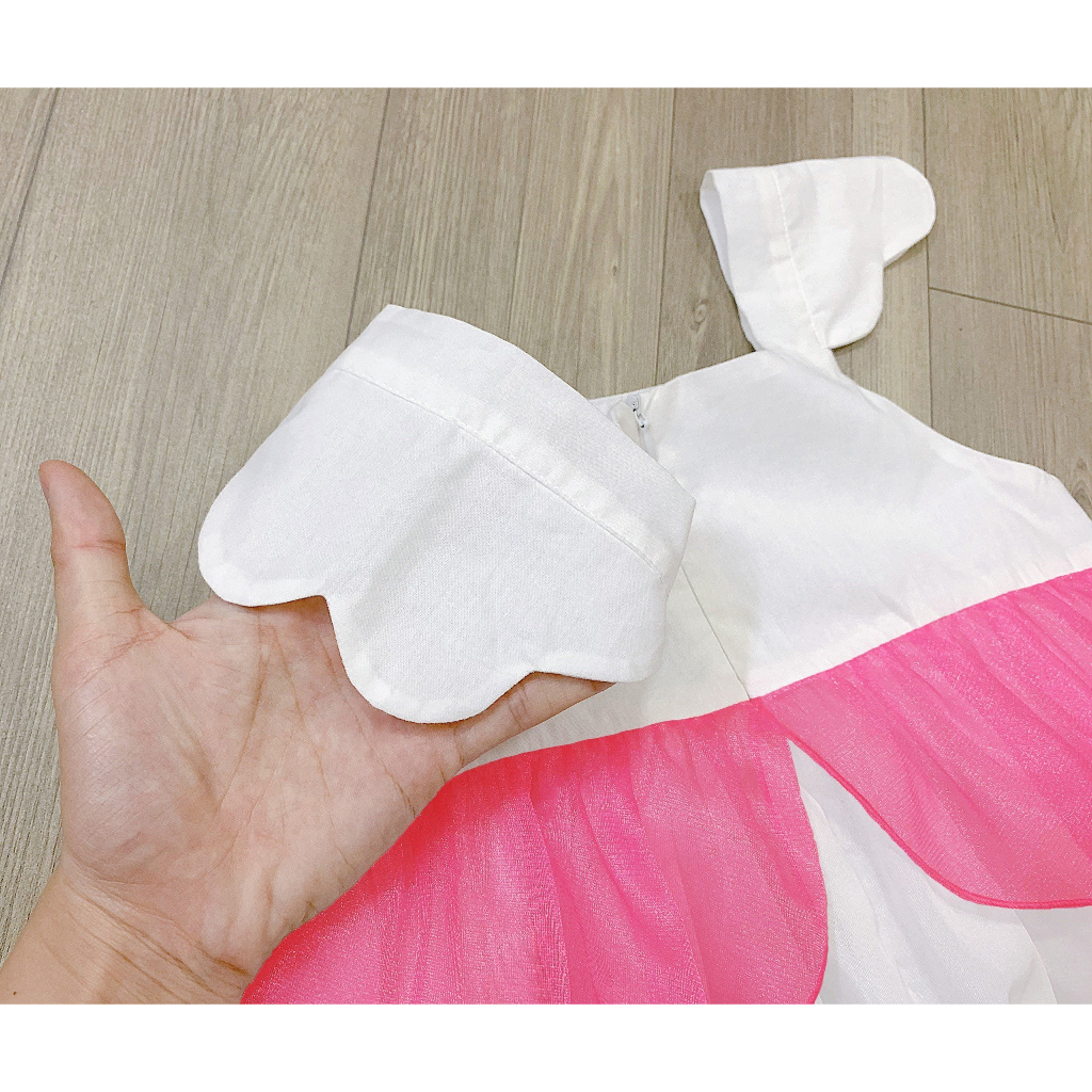 Đầm công chúa gấu dâu Lotso cho bé gái từ 12-35kg chất voan mềm mát