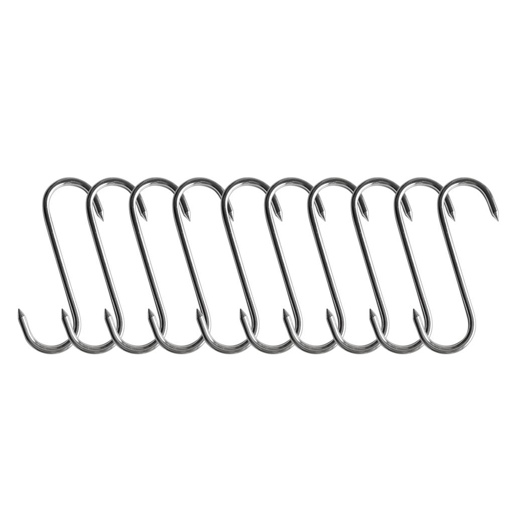 10 Pcs S Shaped Stainless Steel Hooks Pan Pot Meat Hanger Organizer