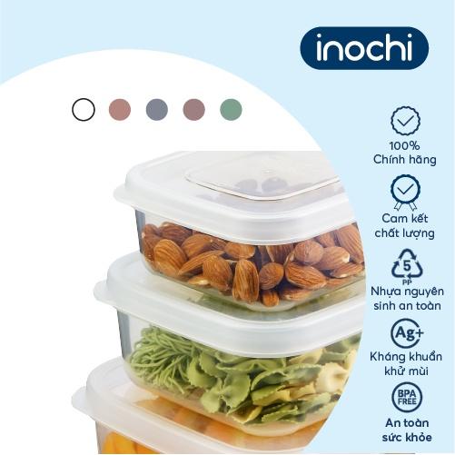 Hộp thực phẩm vuông Hokkaido 1500ml Thân Trắng trong + Nắp Xanh/ Hồng/Cam