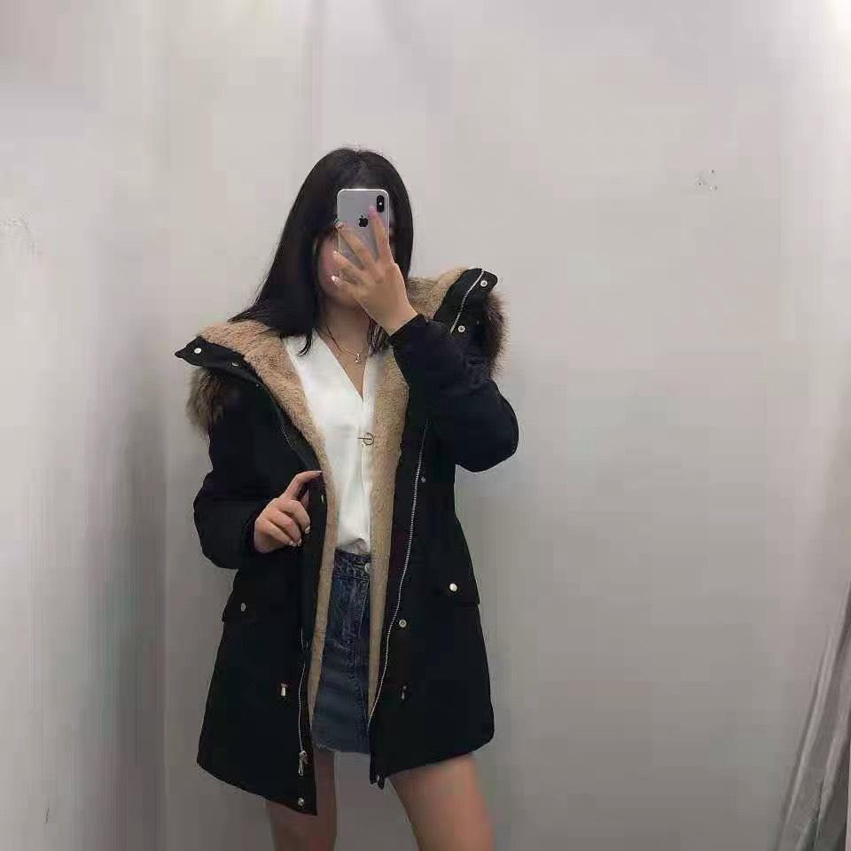 Áo khoác kaki nữ lót lông có nón lông phong cách hàn trẻ trung năng động thời trang