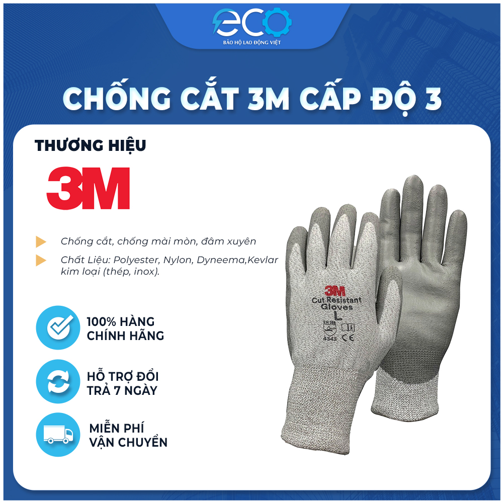 Găng tay chống cắt 3M cấp độ 3 chống đâm xuyên, xé rách, mài mòn