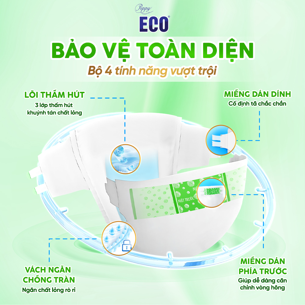 Tã Dán Người Lớn Peppy Eco Siêu Mềm Mại, Siêu Khô Thoáng, Kháng khuẩn Size M/L, L/XL (10 Miếng)