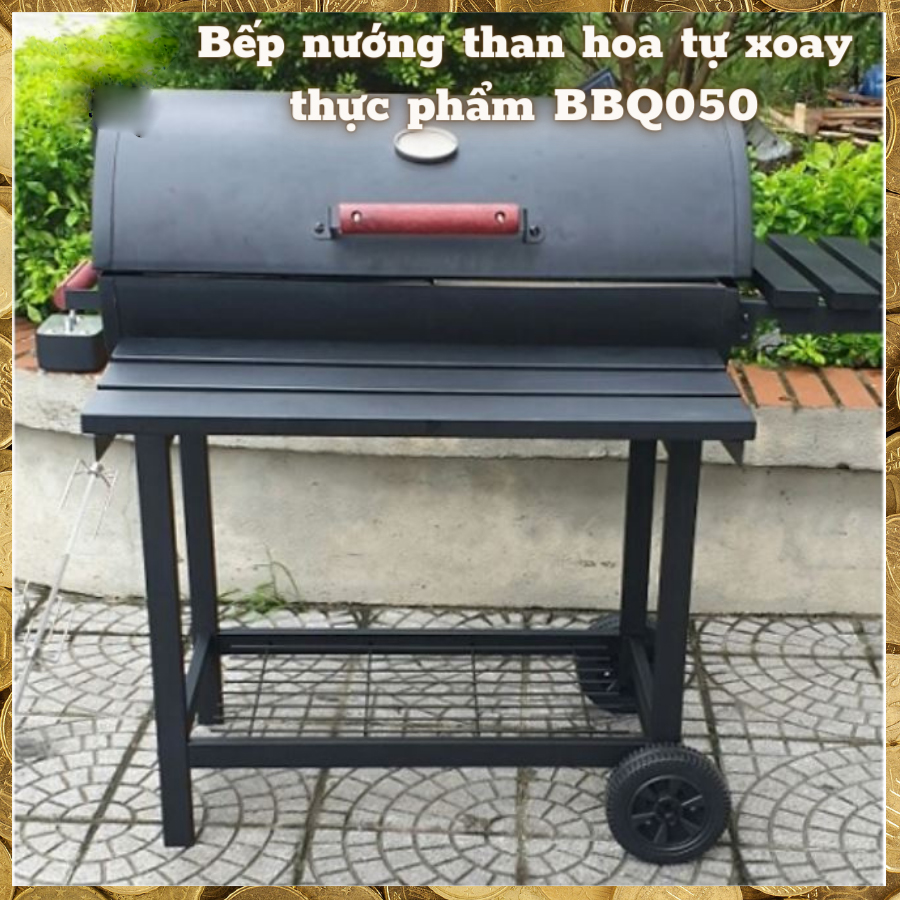 Bếp nướng than ngoài trời BBQ050, có motor xoay thực phẩm, dùng gia đình, du lịch, kinh doanh nướng