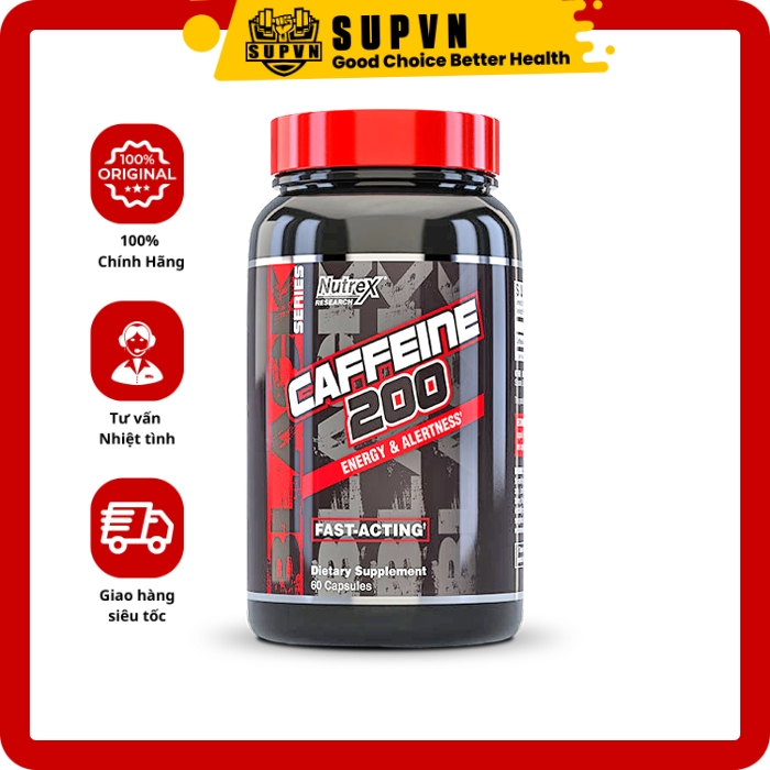 Caffeine Nutrex 200 (60 Viên) - Tăng Tập Trung Tỉnh Táo Từ Mỹ