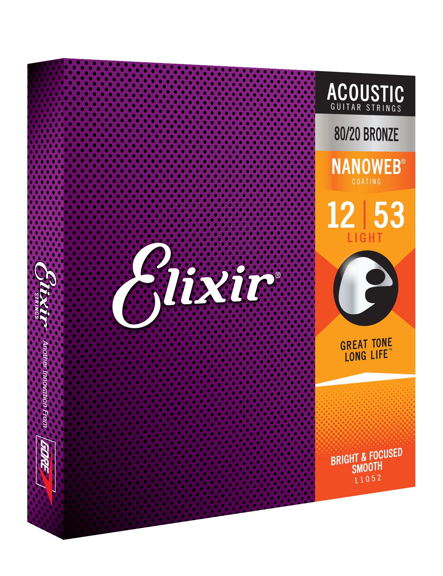 Bộ dây đàn Guitar Acoustic - Elixir 11052 - 80/20 Bronze, Nanoweb, 12 53 Light - Hàng chính hãng