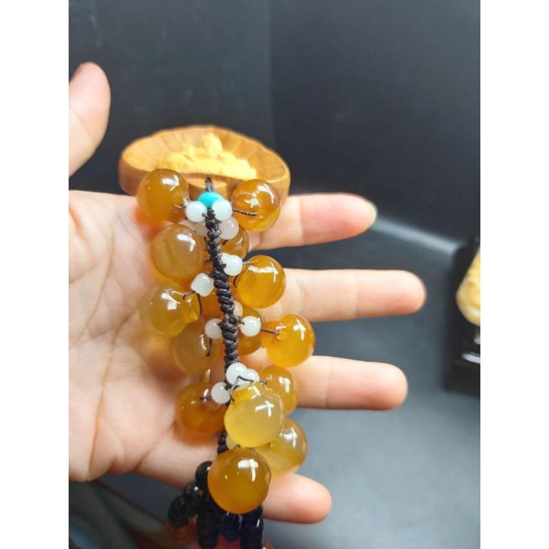 Dây treo xe ô tô tượng Phật Quan Âm bằng gỗ Hoàng Dương, Đá Mã Não tự nhiên