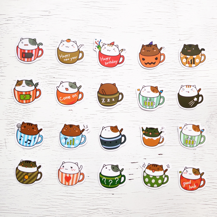 Sticker Bịch Mèo Ly Cảm Xúc Cute